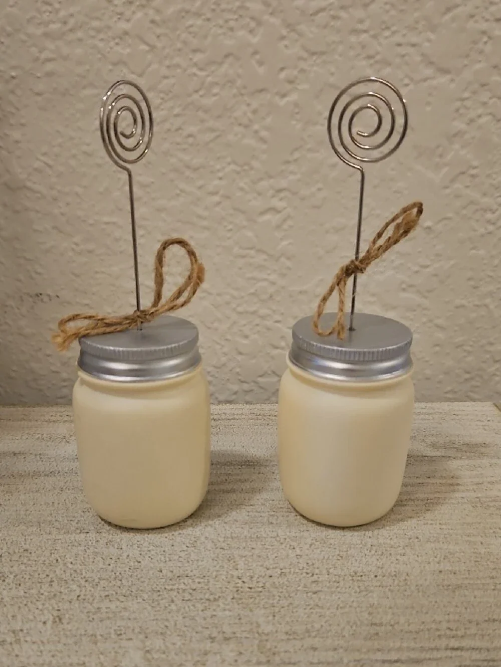 Accent Mason Jar Photo Holders - Cream 